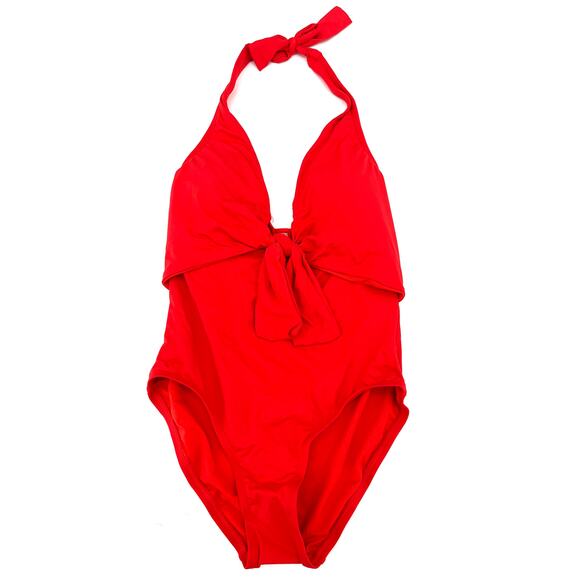 Vince Camuto POPPY Red Knot-Front Halter One-Piece Swimsuit, US 6 - Picture 2 of 5